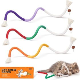 Cat Toys Chew Ropes 3Pcs With Refillable Natural Catnip (Option: MULTICOLOR)