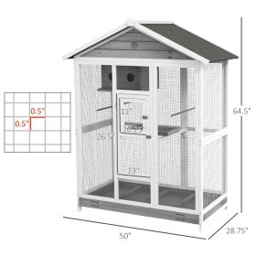 Wooden Bird Cage Aviary, Flight Cage With 4 Perches, Nest And Slide-Out Tray For Indoor Outdoor, GrayMultiple Packages Shipped. Please Pay Attent (Option: Pure White Stone Gray Black)