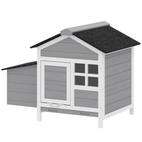 Wooden Chicken Coop Outdoor with Nesting Box, Pull-Out Metal Tray, for 1-2 Chickens, Rabbits, Ducks, 36" x 25" x 27" (Option: Gray-740x590x240 mm)